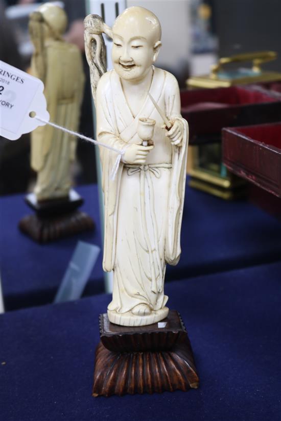 A 19th century Chinese ivory figure of a mohan H.24cm